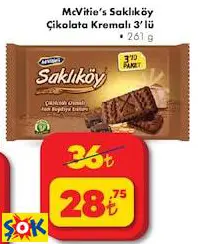 MCVİTİE’S SAKLIKÖY ÇİKOLATA KREMALI BİSKÜVİ 3’LÜ • 261 G